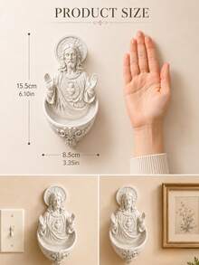 Christian Home Decor Sacred Heart Of Jesus Holy Water Font Wall-Mounted Religious Blessing Decoration For Entryway And Living Room - New Model - View 5