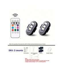 RGB LED闪光灯，无线遥控，8种可自定义颜色，可充电脚窝灯，内外装饰配件，SUV、卡车、摩托车、自行车、飞机必备防撞紧急频闪警示灯 - 彩色 - 查看 15