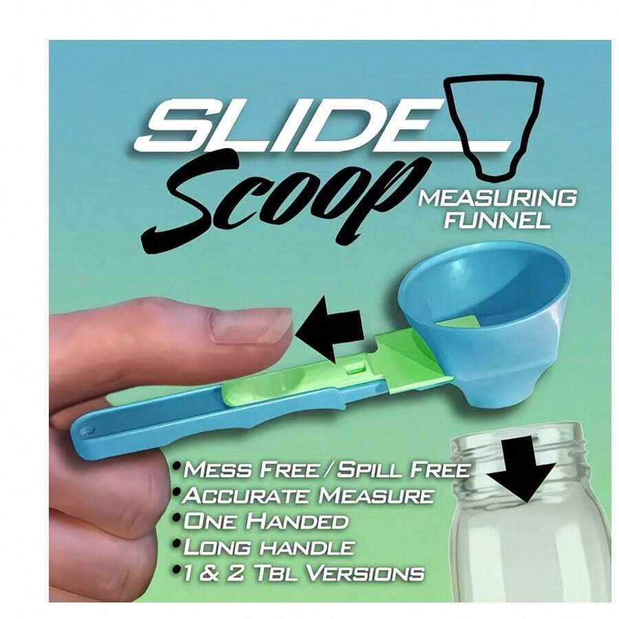 2-In-1 Protein Powder Sliding Funnel Scoop - Comes With 1 Or 2 Sliding Measuring Cups And Funnel, Suitable For Sports Drinks, Milk Powder And Nutritional Supplements, Made Of Durable PP Material, Perfect Kitchen Tool For Various Occasions