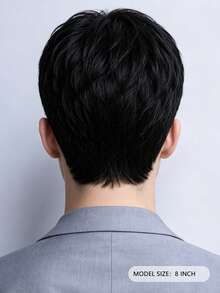 Men's Short Wig, Black Everyday Style, Can Cover Baldness And Gray Hair, Suitable For All Men. - Black - View 5