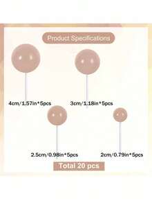 20pcs Foam Ball Cake Decorations, 4 Sizes And Multiple Colors Available, Suitable For Birthday, Wedding, Bachelorette Party, Baptism, Gender Reveal, Retirement Party, Theme Party Cake Decoration, Mini Pearl Balls, Various Cake DIY Scenarios (Handmade May Have Flaws, Please Use With White Sticks) - Multicolor - View 30