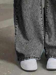 Celana Jeans Denim Kasual Serbaguna untuk Remaja Perempuan di Musim Semi, Dilengkapi Saku dan Kancing untuk Aktivitas Sehari-hari - Hitam - View 4