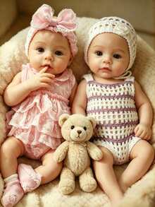1 Pc 13 Inch Meadow Reborn Baby Girl Soft Silicone Doll With 2 Styles To Choose Lifelike & Anatomically Accurate Ideal Gift And Collectible - Multicolor - View 2