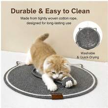 Cotton Woven Mat Combined With Scratch Ball, Multi-Use Cat Rest Pad, Washable Sleeping Cushion For Kittens To Scratch And Lounge - 42cm - View 3