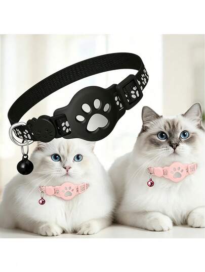 Coleira para Gato e Cão com Pata e Etiqueta de Rastreio Anti-Perda para Animais de Estimação, Compatível com a Função "Find My" da Apple, Rastreador de Localização Global em Tempo Real, Bateria Substituível com Alerta Sonoro, Apenas Compatível com Telemóveis e Tablets Apple iOS
