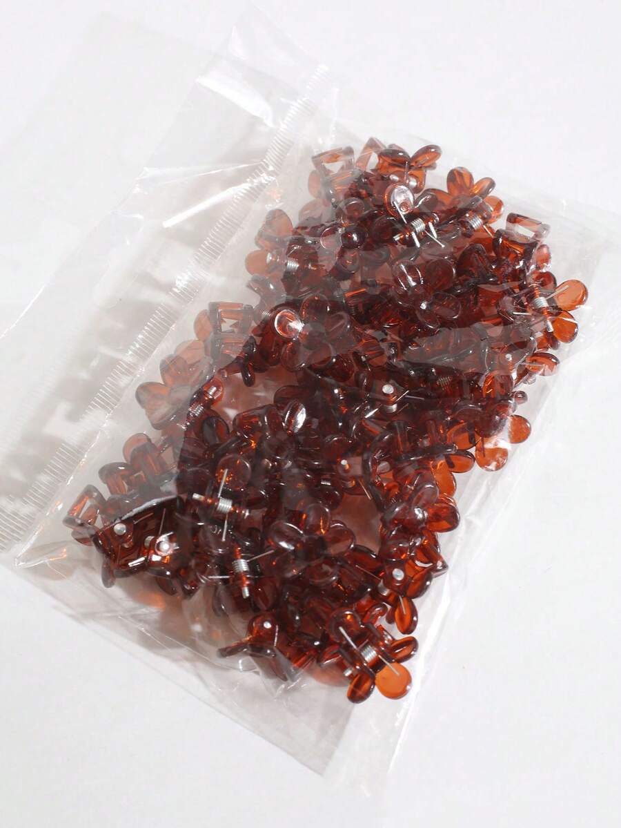 15/20/30PCS Mini Flower Shape Hair Claw Clips, Coffee Color, Small Size, Hair Clips For Braiding, Stray Hair, Bangs, Hair Claws Summer Hair Accessories