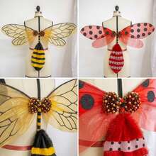 Set de Disfraz de Abeja con Alas y Varita Talla Única para Fiesta Presentación y Carnaval - Rojo - Ver 3