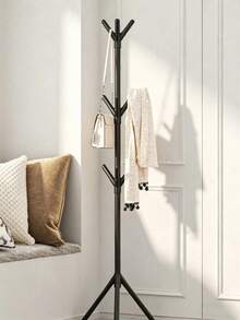 Bedroom Floor Standing Storage Rack, Vertical Coat Rack, 170cm Long X 50cm Wide, 9 Hooks Single Bar Design, Nordic Minimalist Style, Sturdy And Durable, Can Hang Clothes, Hats, Bags - Integrated Double Hook Rear Door Hanger - View 7
