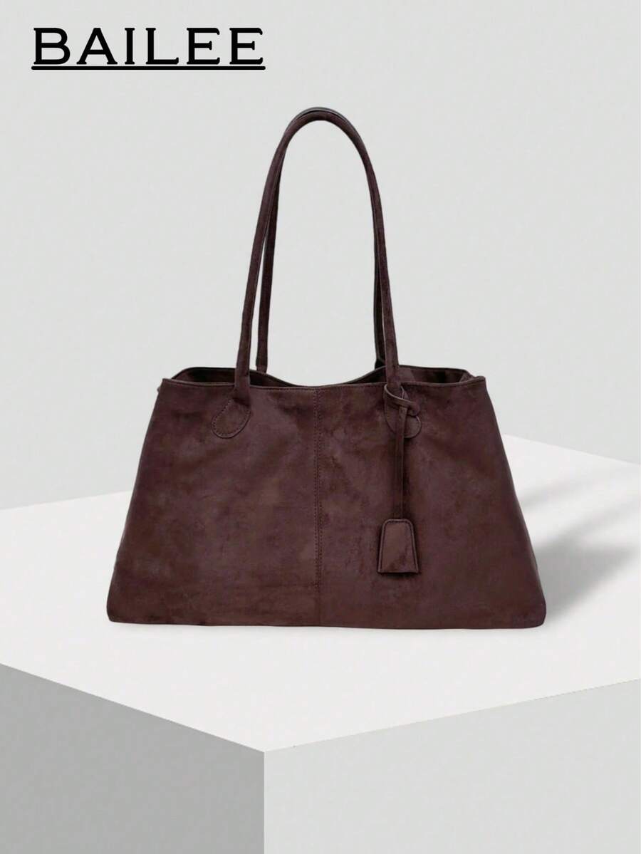 BAILEE Stylish, Minimalist, Solid Color, Matte PU Leather Dumpling Bag/Tote Bag With Foldable Magnetic Closure. Perfect For Outfits And As A Gift Option.