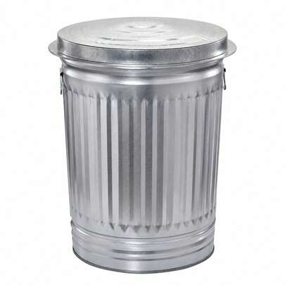 Bote de basura de acero de 31 galones, gran cubo de basura de metal con Body duradero y estilo clásico para exteriores para cocina, garaje, patio, jardín y almacenamiento de residuos comerciales