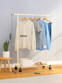 Black & White Rolling Clothing Rack, Double Rod Garment Rack With Wheels, Freestanding Metal Clothes Rail With Bottom Shelf, Heavy Duty Clothing Rack, Portable Clothes Rack, Mobile Garment Rack For Hanging Clothes, Bedroom Wardrobe Organizer - View 7