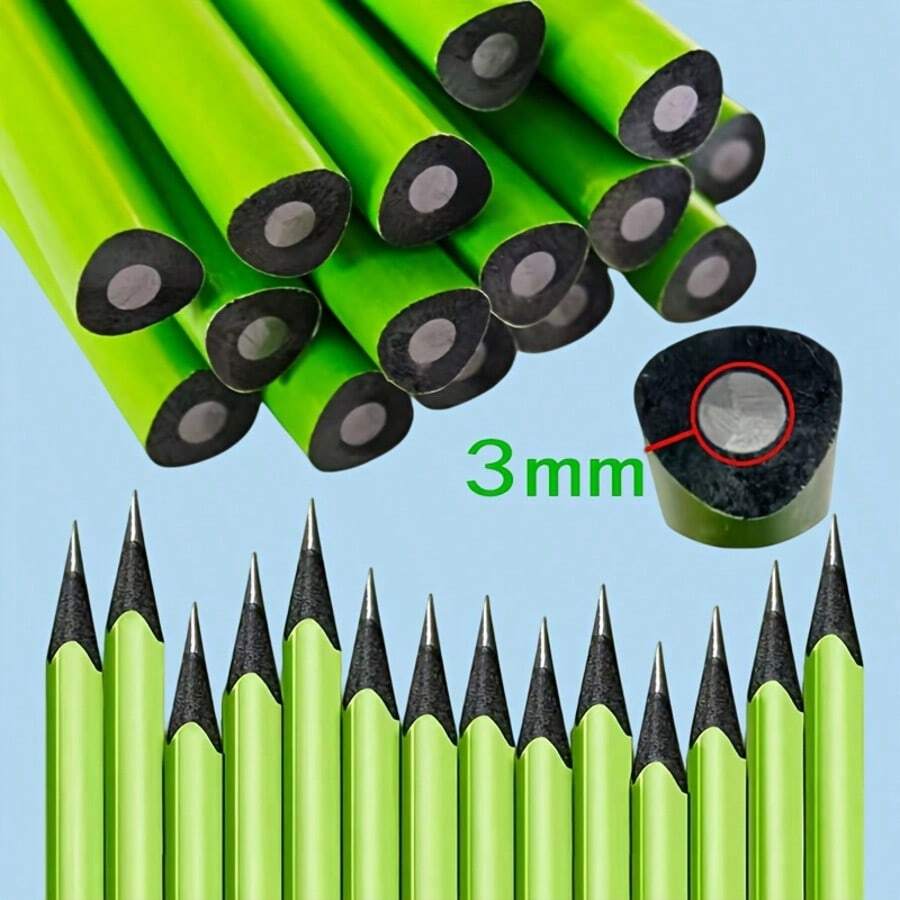 20pcs HB Green Shaft Black Wooden Pencils, 3mm Thick Lead Core, Break-Resistant, Smooth Writing, Suitable For Drawing, Writing, Exams, Drafting, Sketching, Essential School Supplies/Back To School Gift - A - View 1