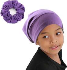 Gorro de dormir con forro de satén sedoso, ajustable, suave, para mujeres y niñas, 2 unidades (negro y gris oscuro) - XS Niños Rosa Caramelo - Ver 7