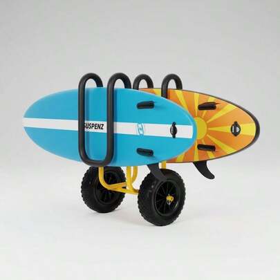 M-Frame SUP Surfboard Hauling Dolly 10in Airless Wheels For Beach Surfing River Paddle Boarding 150lb Capacity Yellow Heavy Duty Transport Device-XY153851
