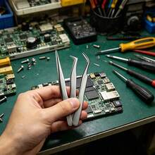 Set Pinset Perbaikan Ujung Halus Presisi Baja Tahan Karat, Set Pinset Presisi Ujung Lurus + Bengkok, Set Pinset Perbaikan Ponsel, Pinset Khusus untuk Mengambil Komponen Elektronik, Set Pinset Khusus untuk Perbaikan Motherboard - C-Perak - View 5