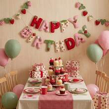 Bannière d'anniversaire thème pastèque en feutre 2D, design plat 2D avec effet 3D, convient pour la décoration de fête d'anniversaire, cadeau d'anniversaire, surprise d'anniversaire, décoration de chambre, fournitures artisanales - A - Voir 9
