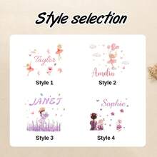 Customized Flower Girl Cartoon Wall Sticker, Personalized Text Wall Sticker, Customized Name Self-Adhesive Painting, Customizable Birthday Gift, Party - Style D - View 3