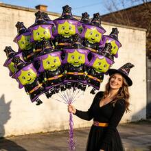 10pcs Mini Halloween Witch Balloons Cartoon Witch Balloons Halloween Day Of The Dead Decoration Decor Children Toy Balloons - Multicolor - View 3