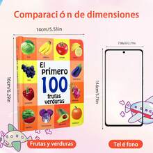 1pc Spanish 100 Fruits & Vegetables Cognition Book, Colorful Real-Life Photos, Spanish Vocabulary, Learn Words While Viewing Pictures, Easily Start Spanish Language Learning, Improve Cognitive And Language Ability, An Ideal Holiday Gift Back To School - Orange - View 3