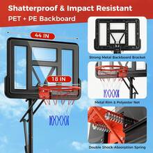 Portable Basketball Hoop Outdoor, 7.9-10 FT Basketball Goal System W/ 44 Inch Shatterproof Backboard - Default Title - View 9