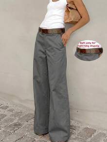 Women's Solid Color Casual Versatile Daily Wear Long Pants - Dark Grey - View 4