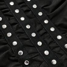 SOLTRB Summer New Sexy V-Neck Backless Camisole, Waist Cinched, Rivet Decor - Black - View 5