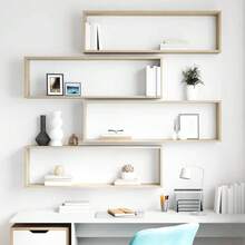 vidaXL 4X Cube Shelf Wall Shelf Hanging Shelf Cube Lounge CD Shelf Decorative Shelf Bookshelf Floating Shelf Wall Board Shelf Cube Light Oak Khaki 30x15x30cm - Light Oak Khaki - View 10