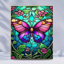 1pc [30*40cm/11.8*15.7in]5D Acrylic Diamond Painting Kit, Butterfly Pattern, Suitable For Adult Beginners DIY Mosaic Diamond Art, Full Drill Handmade Self-Design DIY Diamond Painting Applicable For Living Room, Bedroom, Office Wall Decoration Hanging Painting, Surprise Home Decor Gift For Family And Friends, Unframed - No Frame - View 2