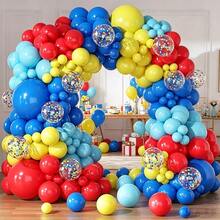 133Pcs Red Blue Yellow Balloon Garland Arch Kit, 5/10/18 Inch Latex Balloons & 12 Inch Confetti Balloons With Ribbons, Bright Decor For Party, Anniversary, Holiday Event Background - Multicolor - View 3