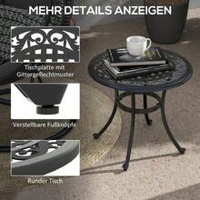 Garden Table, Coffee Table, Balcony Table, Vintage Style, 60 X 60 X 53 Cm, Black - 黑色 - 查看 6