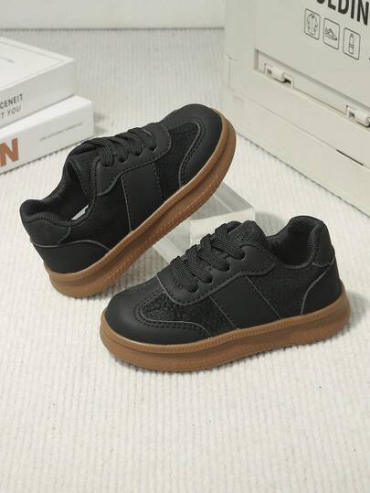 1 Pair Classic Soft Sole Anti-Slip Baby Sneakers, Spring/Autumn Unisex Toddler Caramel Sole Fashion Casual Shoes, Versatile Daily School Style