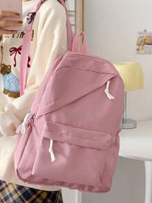 1pc Back To School Large Capacity Casual Versatile Solid Color Backpack, Minimalist Solid Color Multi-Functional Student Backpack, Suitable For Daily Use, Outings, Travel, Exclusive Use. Birthday Gift. - Multicolor - View 7