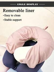 1pc Memory Foam U Shaped Neck Pillow Ergonomic Cervical Support Soft Plush Travel Headrest For Airplane Car Office Nap Adult Washable Long Trips - Multicolor - View 3