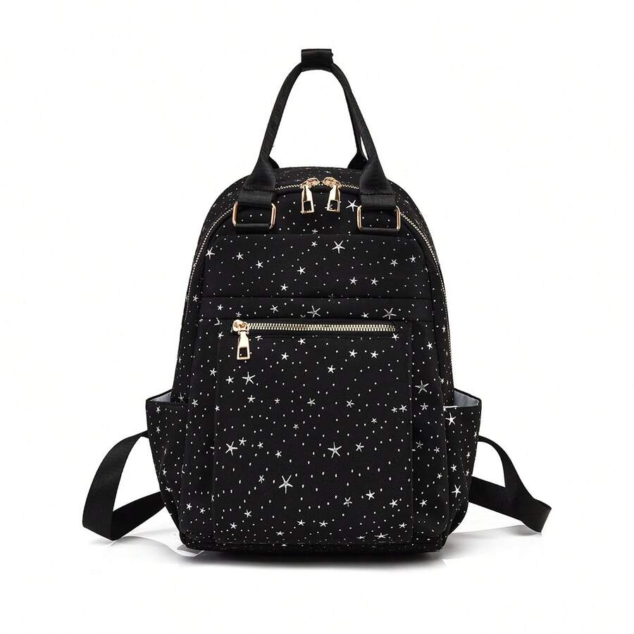 LECEY Mochila acolchada con diamantes y bordada para mujer - Negro - Ver 1