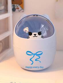 Mini Minimalist Desktop Trash Can, Recycling Container, Pretty Round Waste Basket, Creative Plastic Waste Storage Box, Practical Kitchen Set, Cute Appearance Large Opening Desktop Plastic Trash Can With Removable Lid, Convenient For Disposing Trash, Suitable For Bedroom Nightstand, Desk, Living Room Coffee Table, Computer Desk, Etc., Back To School Gift For Teachers And Classmates - Multicolor - View 14
