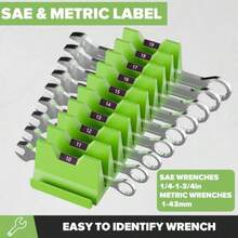 Modular Wrench Organizer Wrench Holder - Wrench Tool Organizers For Tool Drawer Storage, Wrench Storage Set With Metric And SAE Label, Wrench Rack Tool Gift For Professional Mechanics Men - Green - View 2
