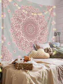One Mandala Bohemian Pattern Tapestry, Modern Polyester Square Decorative Wall Hanging, Suitable For Living Room And Bedroom - Multicolor - View 4