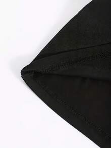 Un conjunto de manga corta para mujer, elegante e casual, , fabricado con material suave y transpirable, ideal para el ocio - negro+negro - Ver 6