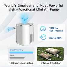 Portable Mini Air Pump – Rechargeable 1600mAh, 3.8kPa, Built-In Light, Inflator/Deflator For Sleeping Pads, Pool Floats, Camping - Multicolor - View 5