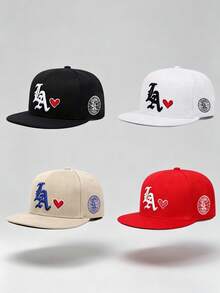 1 buah Topi Baseball Hip Hop Unisex dengan Bordir Huruf "LA", Dapat Diatur Ukurannya, Cocok untuk Olahraga Luar Ruangan, Mendaki, dan Pemakaian Sehari-hari Kasual - LA Earth Heart Flat Eaves - View 10