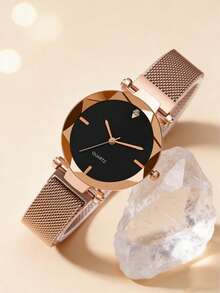 1pc Women's Elegant Fashion Exquisite Rose Gold Quartz Watch, Suitable For Women's Daily Wear, Birthday/Holiday Gift, Back To School, Party, Family Gathering, Graduation Trip And Other Occasions Decoration, Ideal Gift For Women On Valentine's Day/Christmas, Great Gift Choice (Gift Box Not Included) - Multicolor - View 3