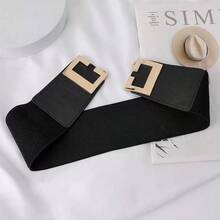 1pc Black PU Material Women's Slimming Fashion Waist Belt - Black - View 4