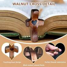 Christian Wooden Cross Set 3/6/10/20 Pcs – Handheld Prayer Cross My Heart, Encouragement Gift To Relieve Anxiety, Inspirational Easter Day Gift For Faith - Brown - View 2