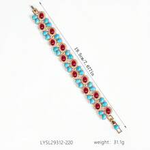 1pc 19.5cm Vintage Bohemian Style Cuff Bracelet, Double Layer Design, Detachable Extender Clasp, Adjustable Length, Turquoise Inlaid, Suitable For Women's Casual Daily And Banquet Wear Jewelry, Gift - Colorful - View 4