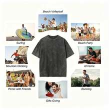 Manfinity Roghcode Men's Oversized Distressed Funny Diamond Teeth Tattoo Big Face Allover Print Cropped Loose 230g Washed T-Shirt (High Quality) - Warna Pudar - View 8