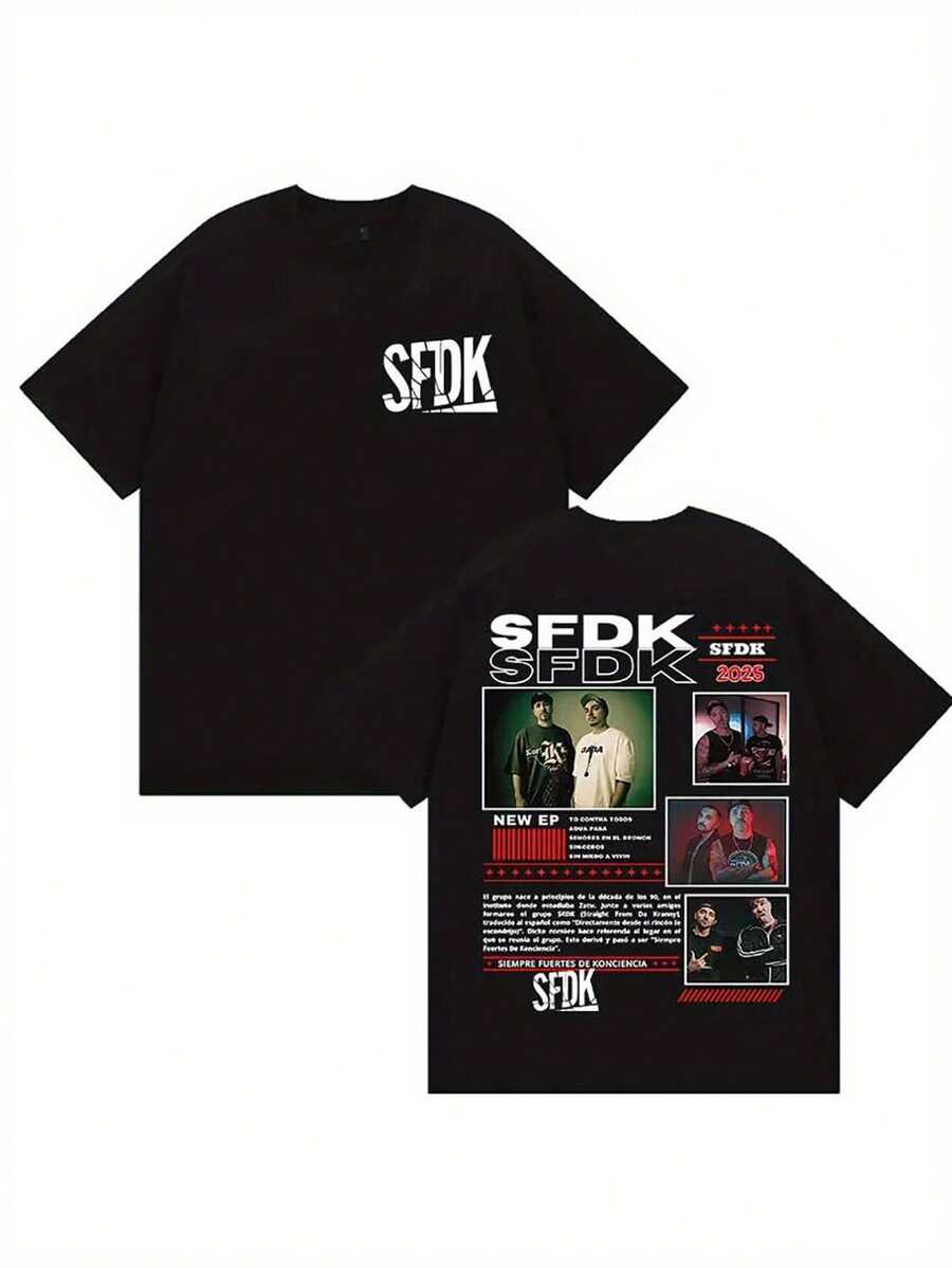 SFDK Men's Hip Hop Gothic Pattern T Shirt - Retro Design,Black, Short Sleeve T Shirt,Printed With Album Cover And Tour Details,It Is An Ideal Choice For Music Lovers,Comfortable Vintage-Style Clothing. - Black - View 1