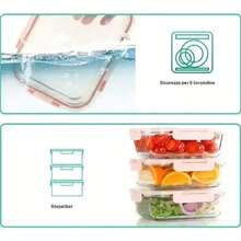 Lot de 20 récipients de stockage alimentaire en verreétiques – 10 récipients + 10 couvercles transparents, étanches, compatibles lave-vaisselle, micro-ondes et congélateur - Voir 8