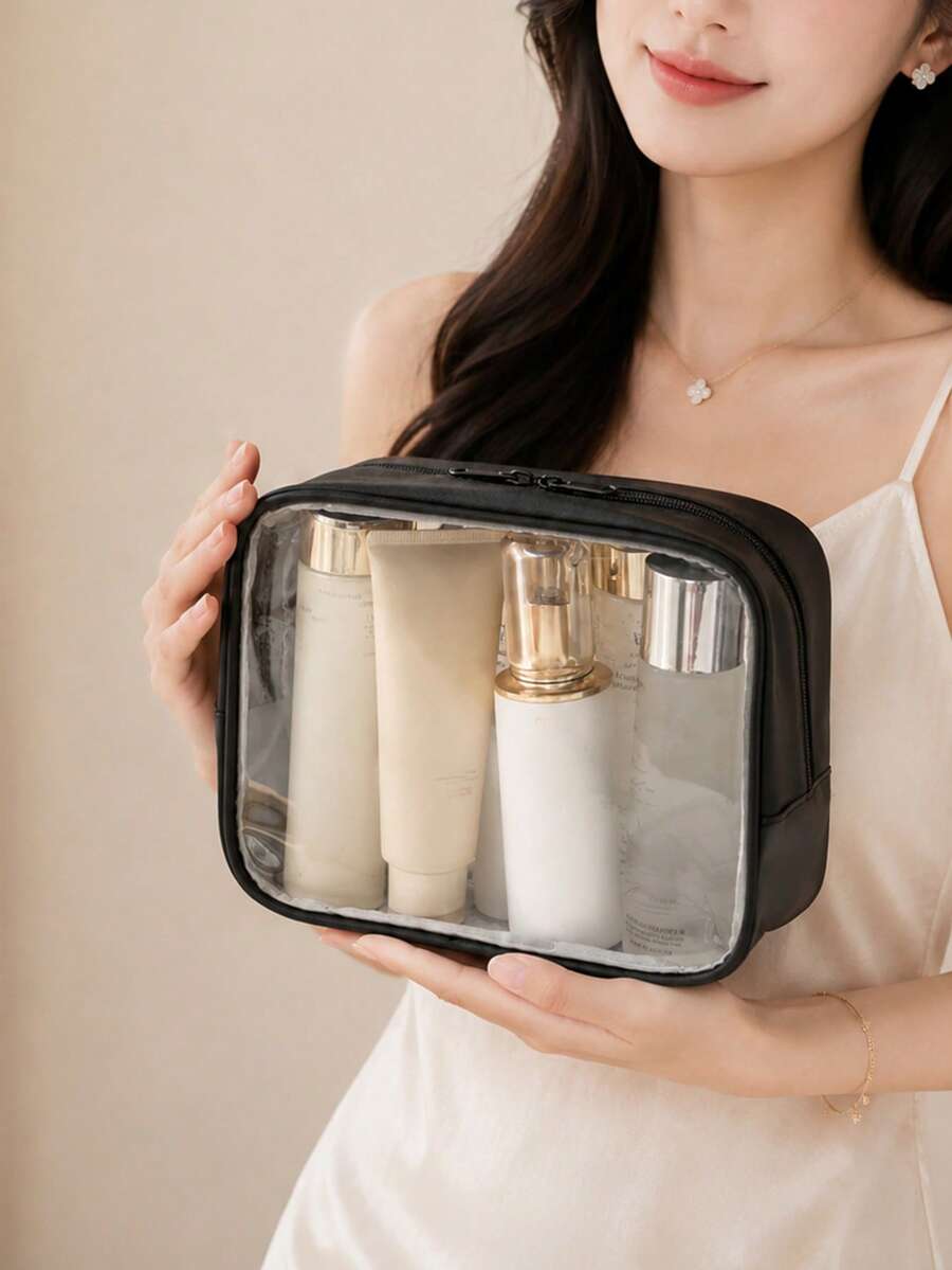 3pcs/1pc Creative New Fashion Travel Portable Mini Transparent Waterproof Zipper Storage Bag, Digital Accessories Organizer, Multi-Functional Hanging Storage Bag, Coin Purse, Can Store Earphones, Chargers, Data Cables, Lipsticks, Perfumes, Keys, Bracelets, Cosmetics And Small Electronic Accessories,Makeup Organizer,Room Decor - Multicolor - View 1