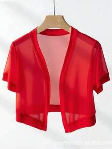 1 buah Cardigan Lengan Pendek Jala Hitam, Jaket Bolero Ringan Musim Panas Wanita untuk Gaun, Pantai, Liburan - MultiWarna - View 18
