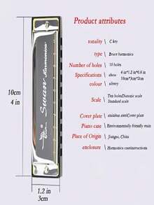 1pc 10-Hole 20-Reed C-Key Blues High-Quality Stainless Steel Harmonica, Multiple Colors Available, Beginner Student Musical Instrument, Great Gift For Kids. - Multicolor - View 4